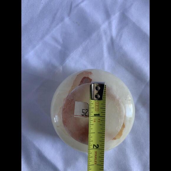 Hand Carved Onyx Trinket Bowl Jar Lid Inlaid w/ Mother of Pearl Flowers Pakistan - Picture 9 of 15